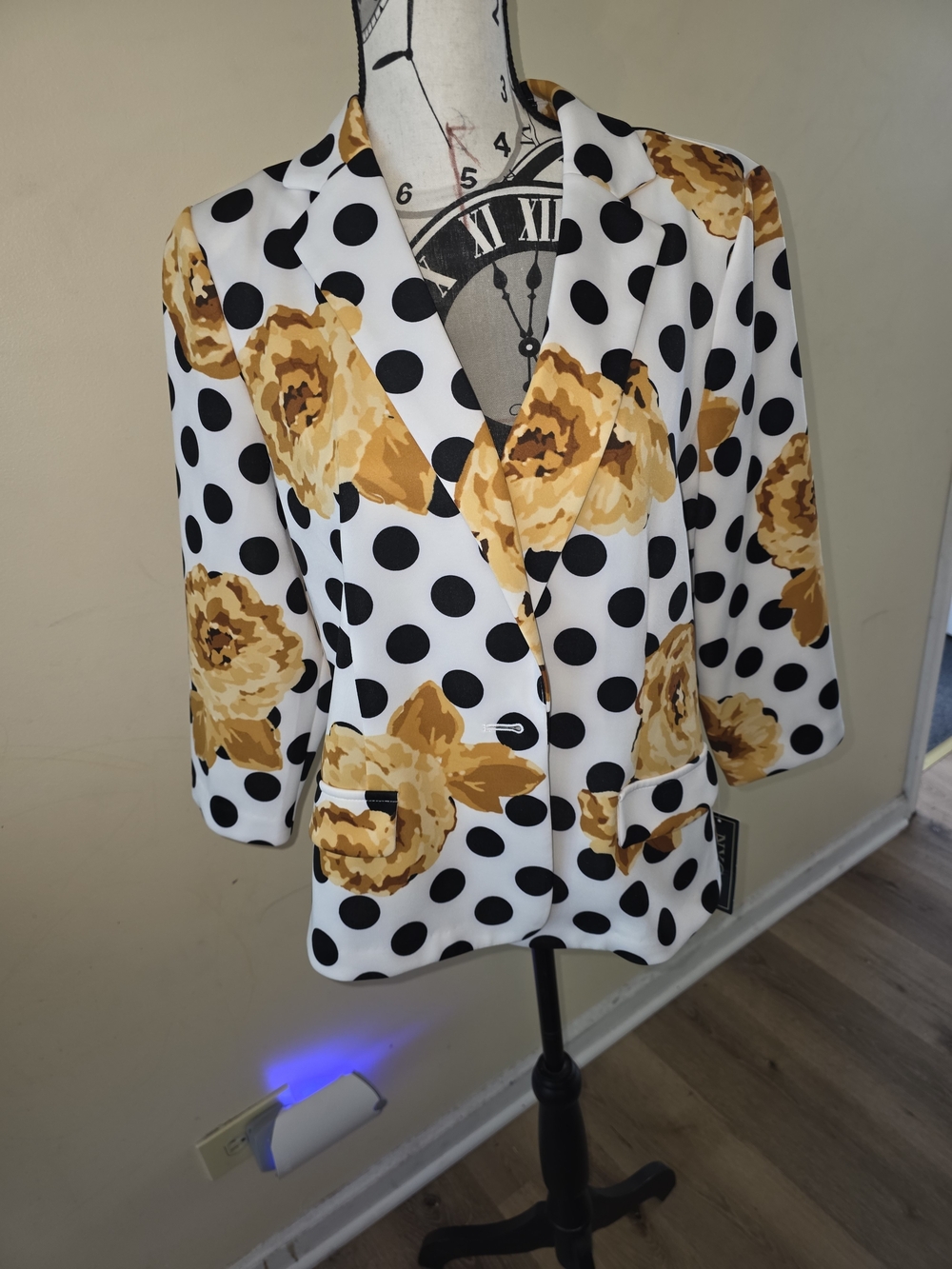 Women's Polka Dot & Mustard Floral Blazer